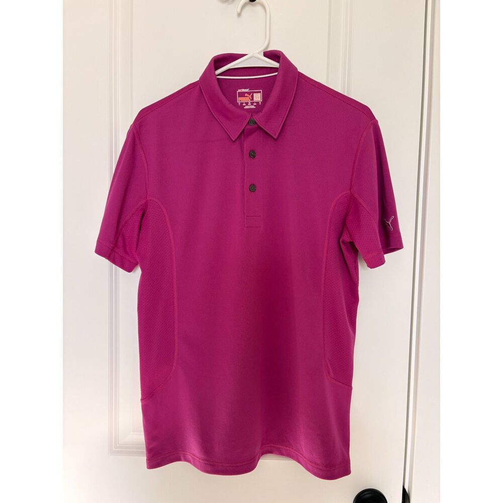 PUMA Golf Men's Small Hot Pink Performance Polo Shirt Athletic Golfwear